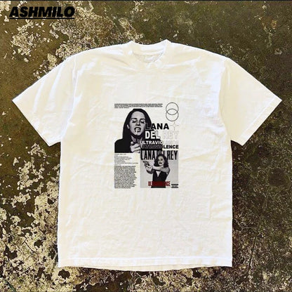 Lana Del Rey Singer T-shirt Women Fashion T-shirts Vintage Shirt Summer Unisex Harajuku Casual Crop Top Streetwear T Shirt - TaMNz