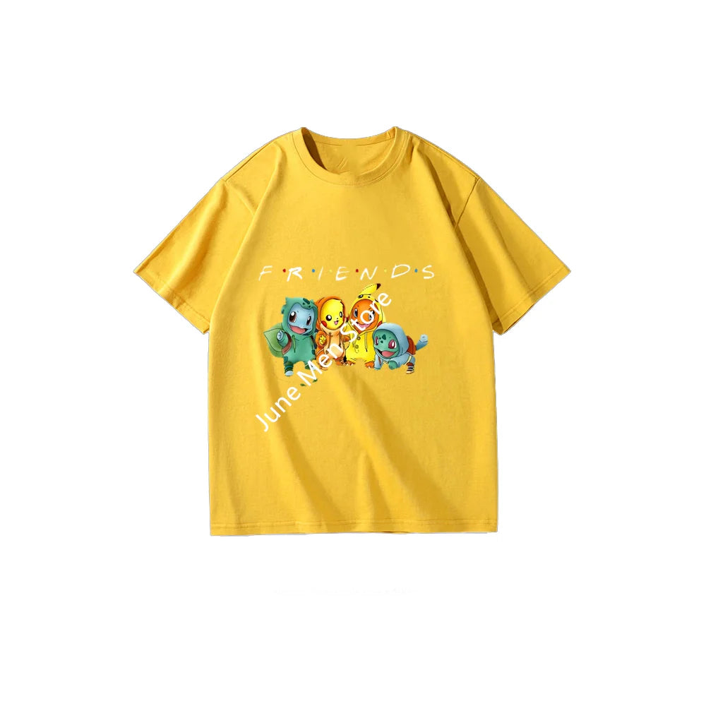 (Uniqlo) Cute Pokemon Cotton Men Women Friends T-shirt Round Neck Short Sleeve T-Shirt For Men And Women KIds New Summer Tops