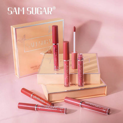 SAM SUGAR Long-Lasting Waterproof Non-stick Cup sexy colors Matte Mist Top 6 Lip gloss set Easy Color silky texture Lip glaze - Tamnz