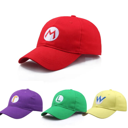 Super Mario Baseball Cap Embroidery Sunshade Adjustable Anime Mario Brothers Cartoon Game Cosplay Halloween Birthday Gift