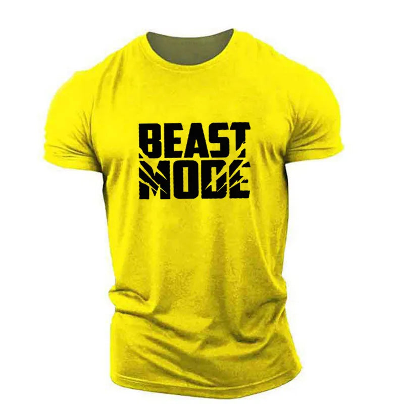 Beast Mode Letter English Element Printed Casual T-shirts Summer Short Sleeve Workout - TaMNz