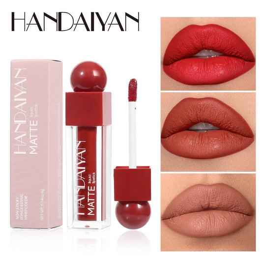 HANDAIYAN 6 shades Lipgloss Cube tube Non-stick Cup Long-lasting Waterproof Liquid Lipstick Lips Cosmetics - Tamnz