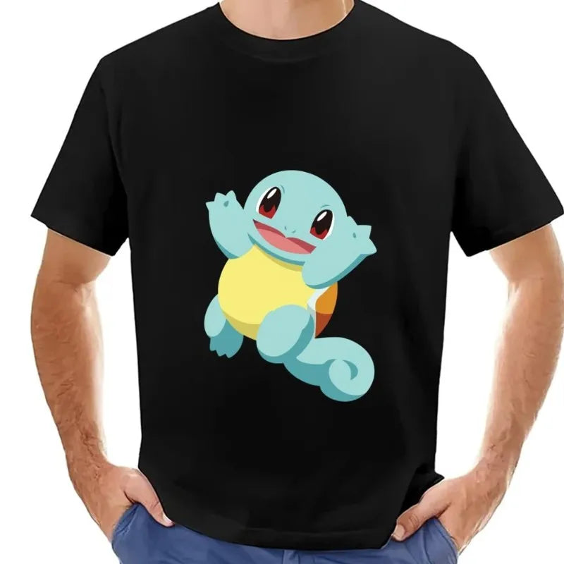 MINISO P-Pokemon S-Squirtle T Shirt Men Couple Combination Women Clothes Short Sleeve Collar Fashion Cotto