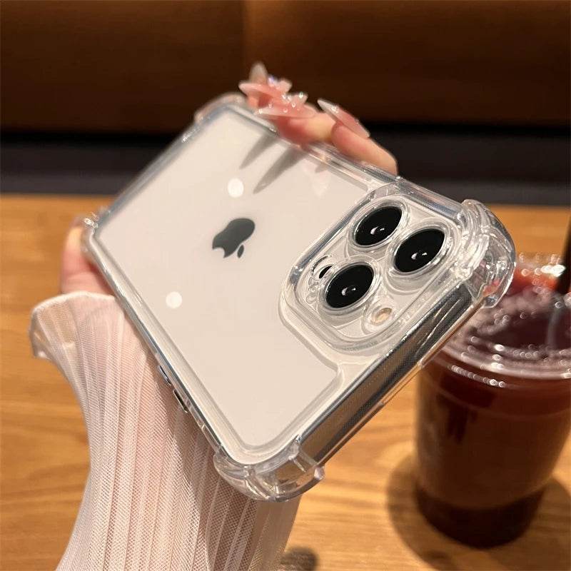 Luxury Shockproof Transparent Case For iPhone 16 15 14 13 12 11 Pro Max X Xs XR Max 7 8 Plus SE2 Clear Soft Bumper Cases Cover - Tamnz