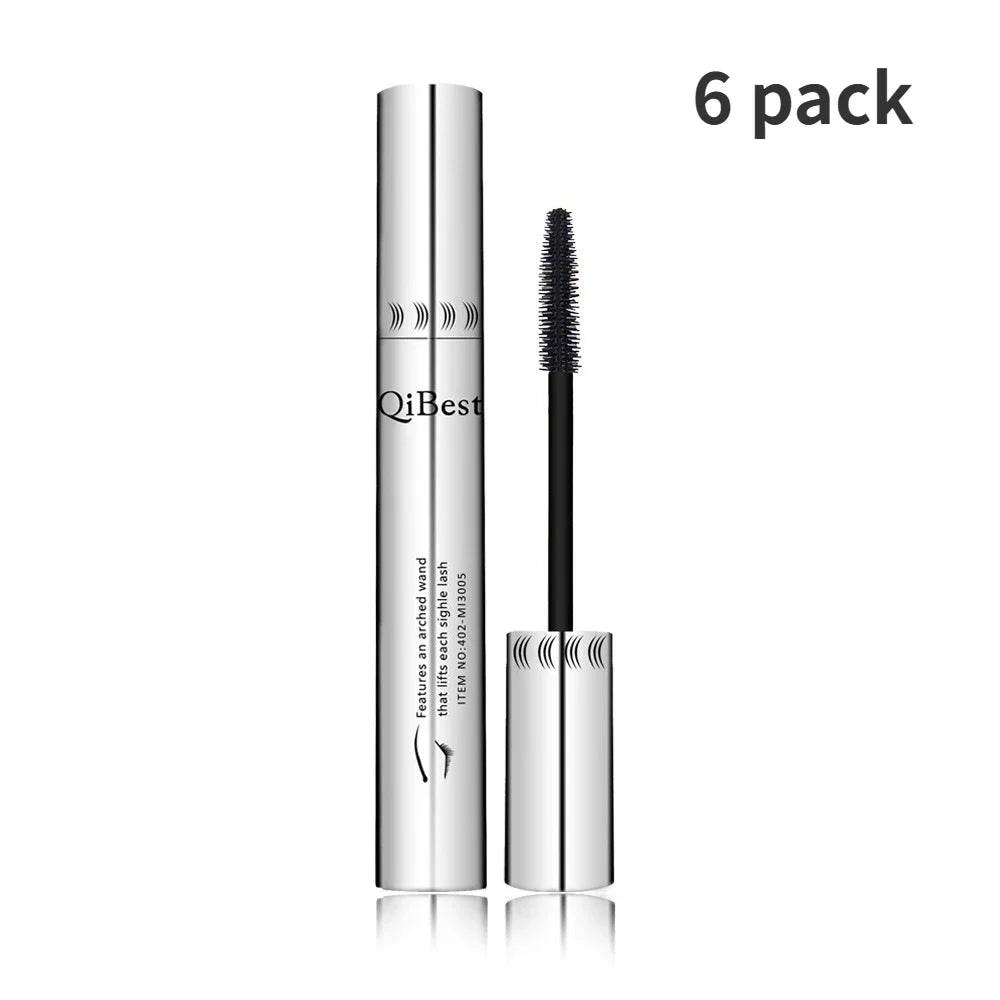 Qibest Silver Tube Waterproof Mascara Make Long & Curl Eyelashes Not Dizzy Easy To Remove Black Mascara Everlong Lasting - Tamnz