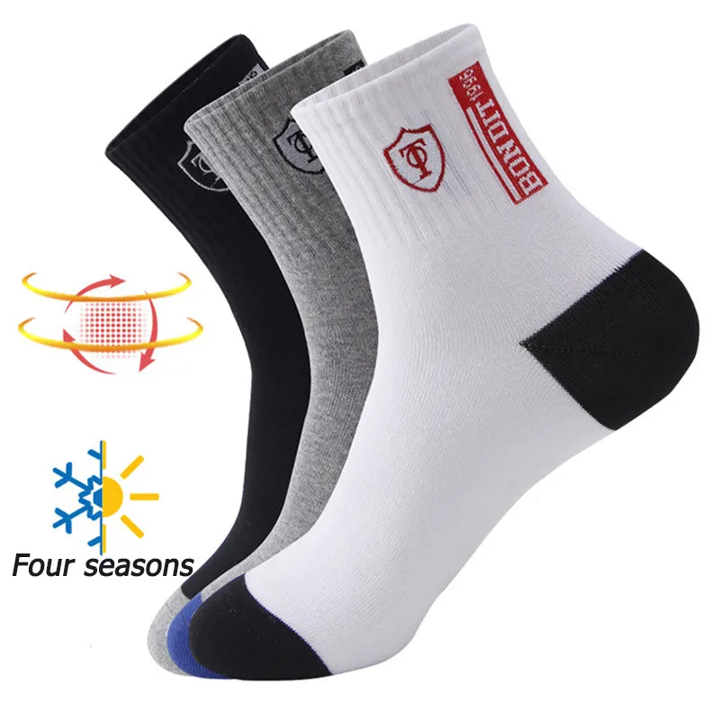 5 Pairs Apring And Fall Mens Sports Socks Summer Leisure Sweat Absorbent Comfortable Thin Breathable Basketball Meias EU 38-43 - TaMNz