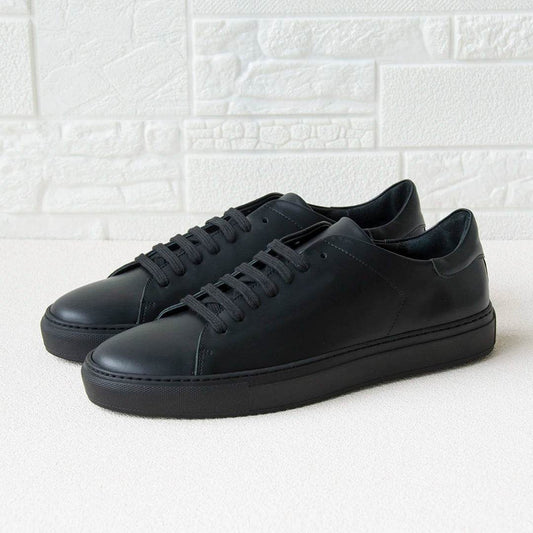 DONNAIN Minimal Platform Black Genuine Leather Sneakers Men and Women Luxury Calfskin Trainers Casual Couple Flats Shoes - Tamnz