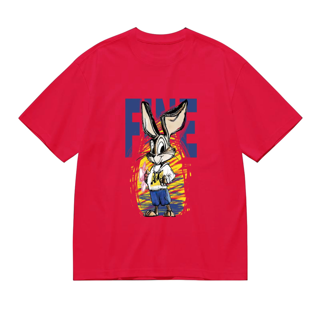 Retro Cartoon Rabbit “FINE” T-Shirt