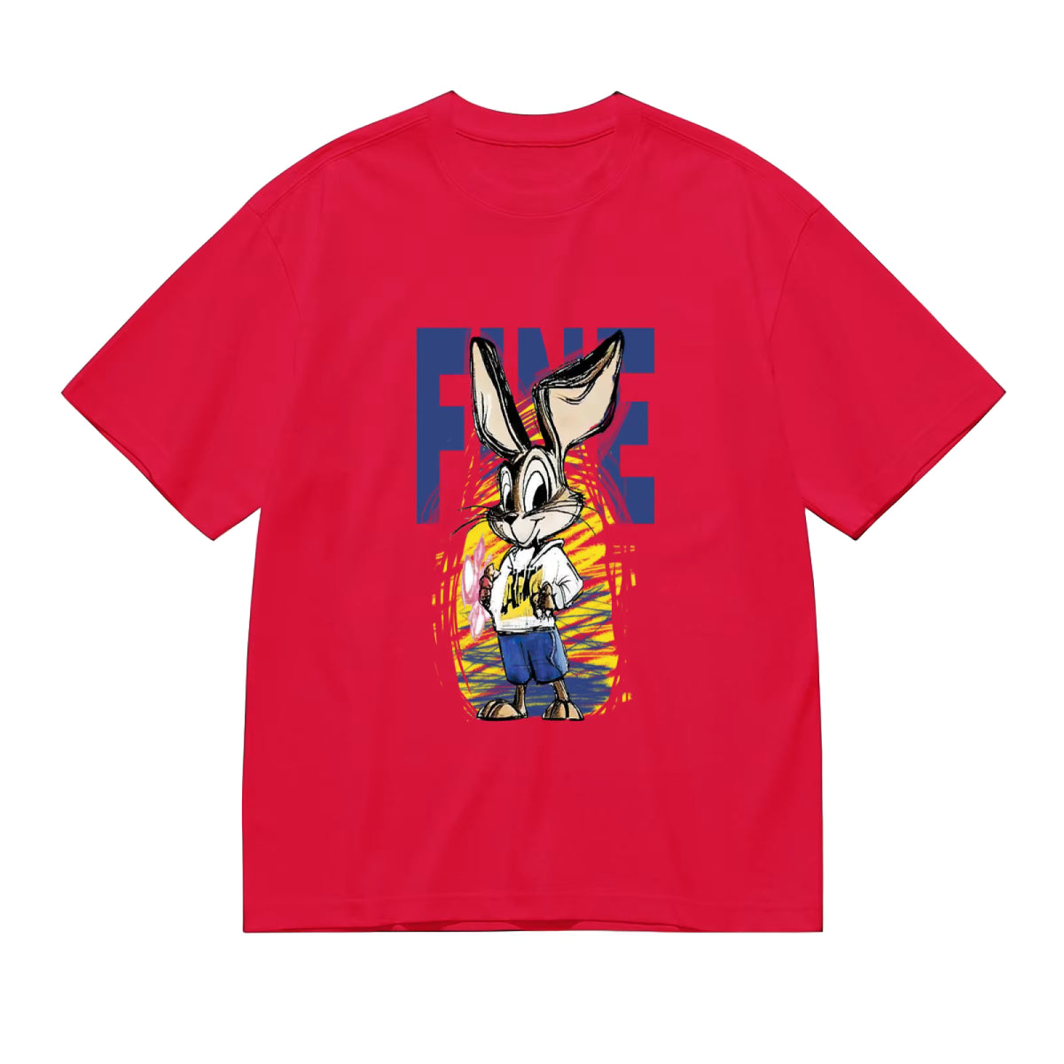 Retro Cartoon Rabbit “FINE” T-Shirt