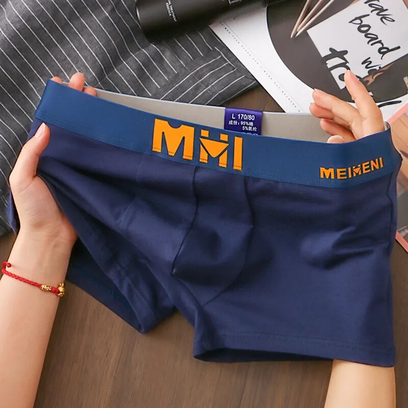 [Bloom the love] Fashion Solid Cotton Underwear Men Boxer Homme Mens Boxers Panties Man Cuecas Masculina Boxershorts M-3XL H008 - TaMNz