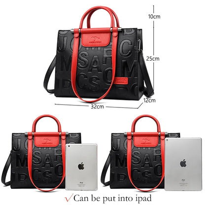 Luxury Designer Handbags Women's Large Capacity Letter Imprint Design Shoulder Bag Contrast Colored Ladies Crossbody Bags - TaMNz
