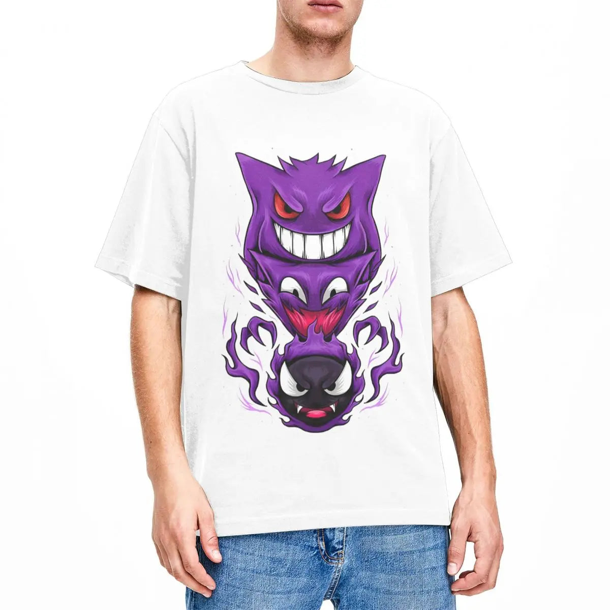 Pokemon Gengar T Shirt Trendy Cool T Shirts Short-Sleeve Street Style Tops Beach Cotton O Neck Plus Size 5XL Top Tees