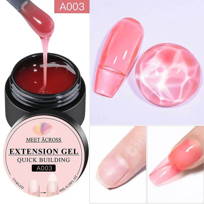 MEET ACROSS 7ml Clear Non Stick Hand Solid Extension Nail Gel Polish Carving Flower Nail Art Building UV Gel Acrylic Varnish - Tamnz