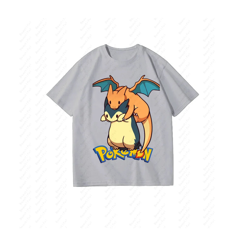 （Miniso）Pokemon Fashion Short Sleeve Summer Men Women Couple Cotton Cartoon T-Shirt Short Sleeve Cotton Y2K Style Women T-shirts