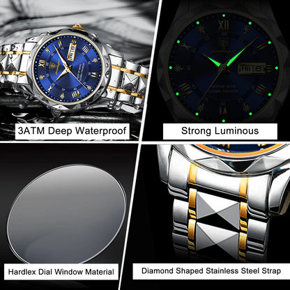 Wristwatch Waterproof Luminous Date Week Quartz Men's Watch