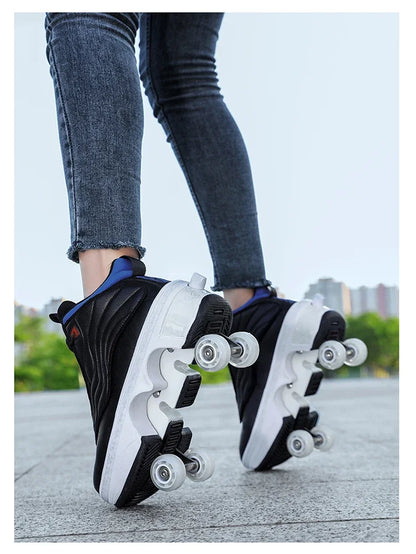 4 Wheel  Roller Skate Shoes For Girls Fashion Shoes With Wheels Women's Adjustable Rolling Skates Shoe Sneakers With Wheels