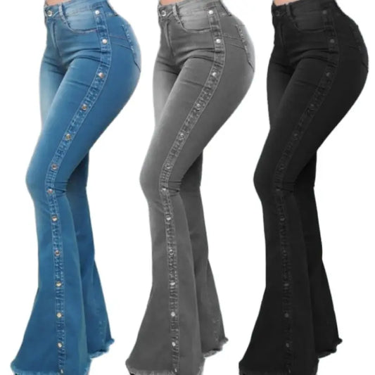 2023 Fall New High Waist Stretch Flare Jeans For Women Fashion Skinny Butt Lift Denim Boot Cut Pants Casual Slim Trousers S-5XL