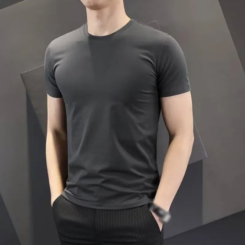 New Short Sleeve Summer Men's Solid T-shirt - TaMNz