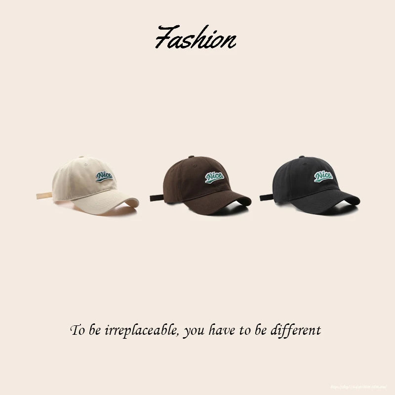 Fashion Summer Baseball Caps for Women Men Letter Embroidery Washed Cotton Snapback Hat Unisex Sun Hat Casquette Breathable