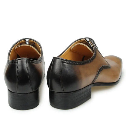 Handmade Genuine Leather Oxford Suit Footwear Wedding Party Black Khaki Color - TaMNz