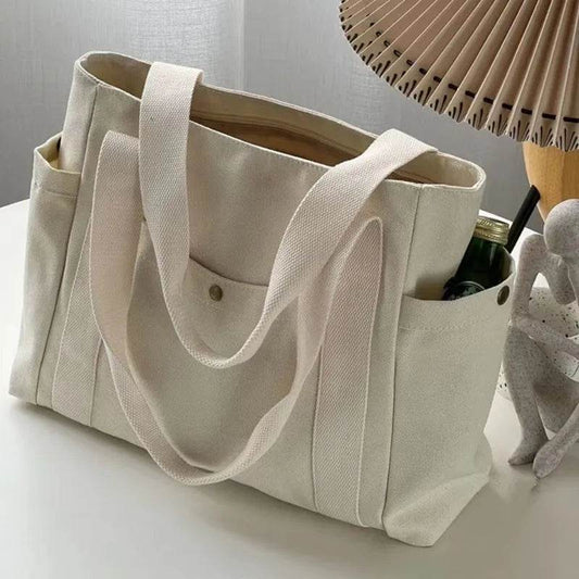 Large Capacity Canvas Tote Bags For Work Commuting Carrying Handbag College Style Student Outfit Book Shoulder Bag Women Bags - Tamnz