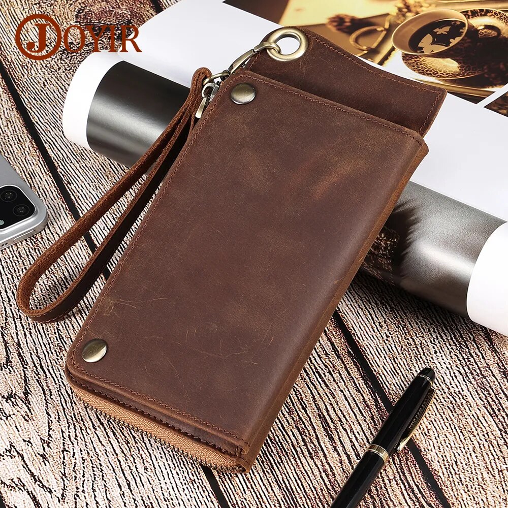 Blocking Genuine Leather Clutch High-Quality Card Holder Casual Male Long Purse Fit for 6.7" Phone - TaMNz