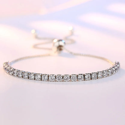 925 Sterling Silver Bracelet Love Elegant Zircon Tennis  Crystal Chain for Women Fashion Noble Engagement Wedding Glam