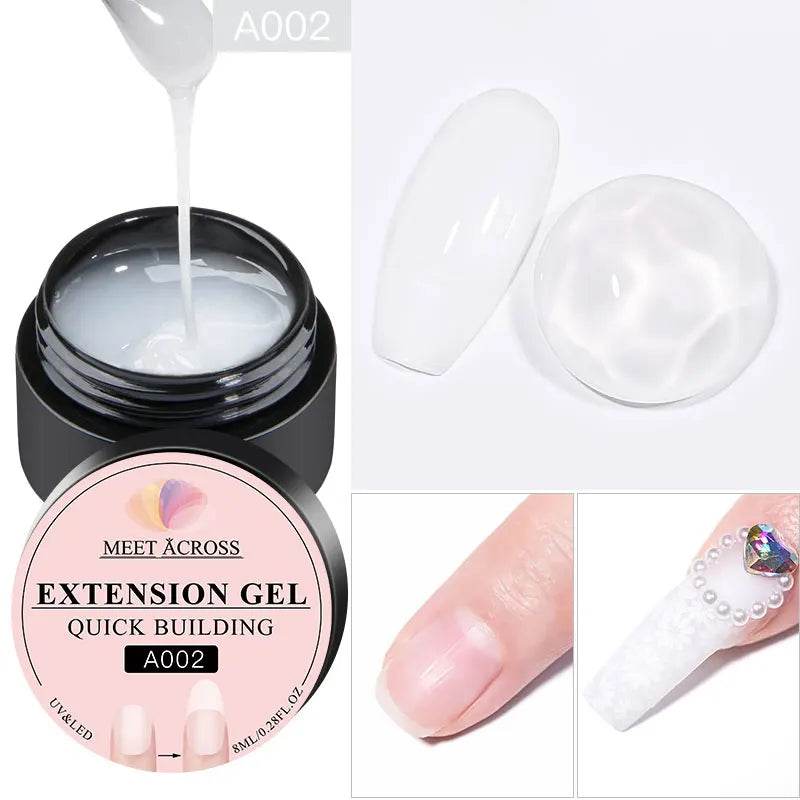 MEET ACROSS 7ml Clear Non Stick Hand Solid Extension Nail Gel Polish Carving Flower Nail Art Building UV Gel Acrylic Varnish - Tamnz