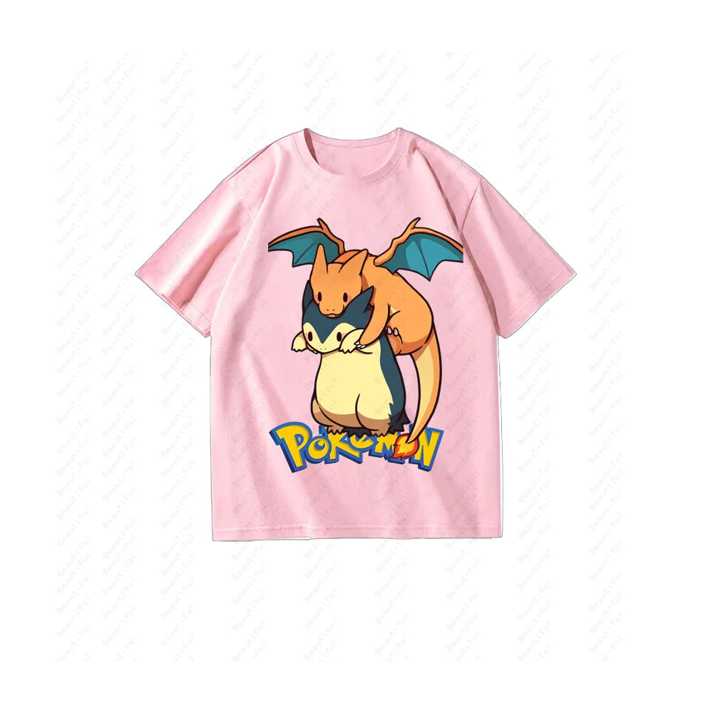 （Miniso）Pokemon Fashion Short Sleeve Summer Men Women Couple Cotton Cartoon T-Shirt Short Sleeve Cotton Y2K Style Women T-shirts