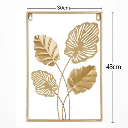 Nordic Metal Leaf Iron Wall Hanging Decor Plant Ginkgo Palm Maple Leaves Wall Pendant Mural Living Room Bedroom Home Decoration - Tamnz