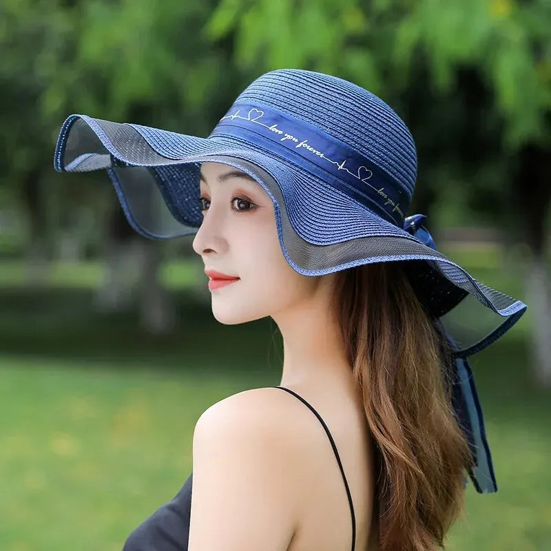 Beach Straw Hat For Women In Summer Korean Style Large Brim Sun Protection Hat Versatile Fashion Vacation Beach Hat