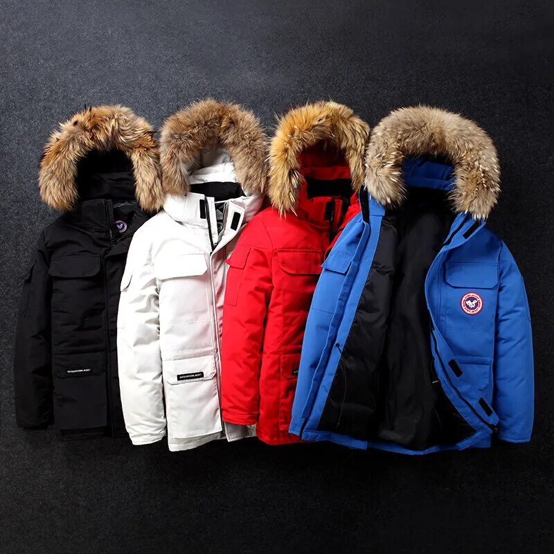 Men Winter Jacket 90% White Duck Down Plus Velvet Thick Warm Coat Big Fur Collar Camouflage Parka Coats high Quality Large Size - TaMNz