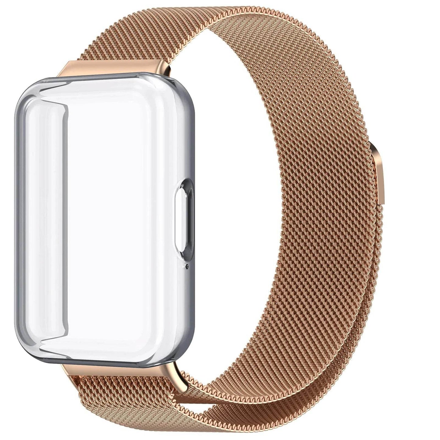 Milanese Loop Strap+TPU Case for Samsung Galaxy Fit 3 SM-R390 SmartWatch Replaceable Wristband for Galaxy Fit 3 Protective Cover - Tamnz