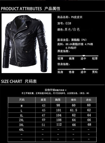 2023 Mens Fashion Leather Jacket Slim Fit Stand Collar PU Jacket Male Anti-wind Motorcycle Lapel Diagonal Zipper Jackets Men