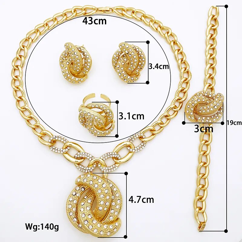Jewelry Sets For Women Gold Color Necklace Earrings Ring Bracelet Set Gold Plated Jewelry For Women - TaMNz