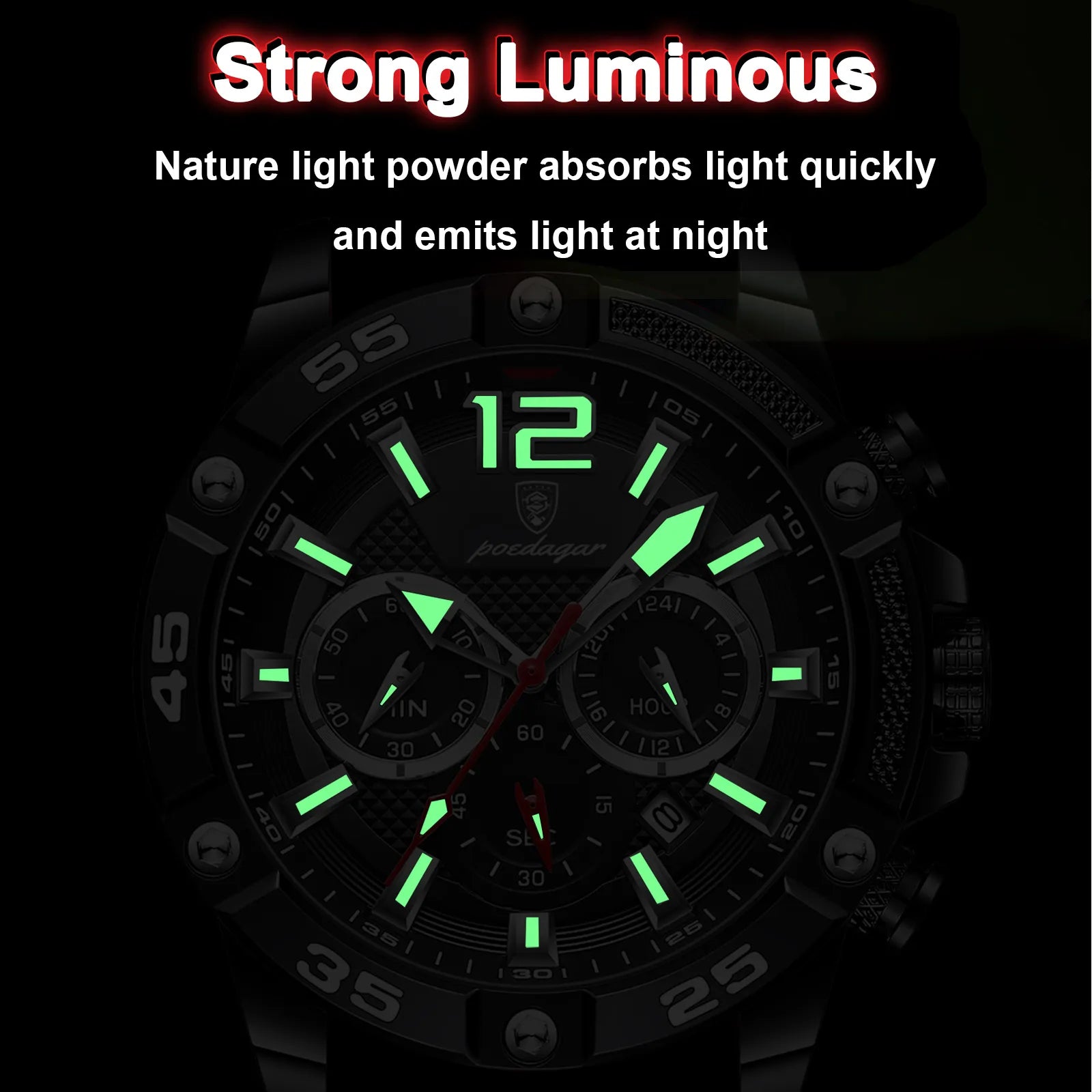 Waterproof Luminous Chronograph Date Man Wristwatch Military Quartz - TaMNz