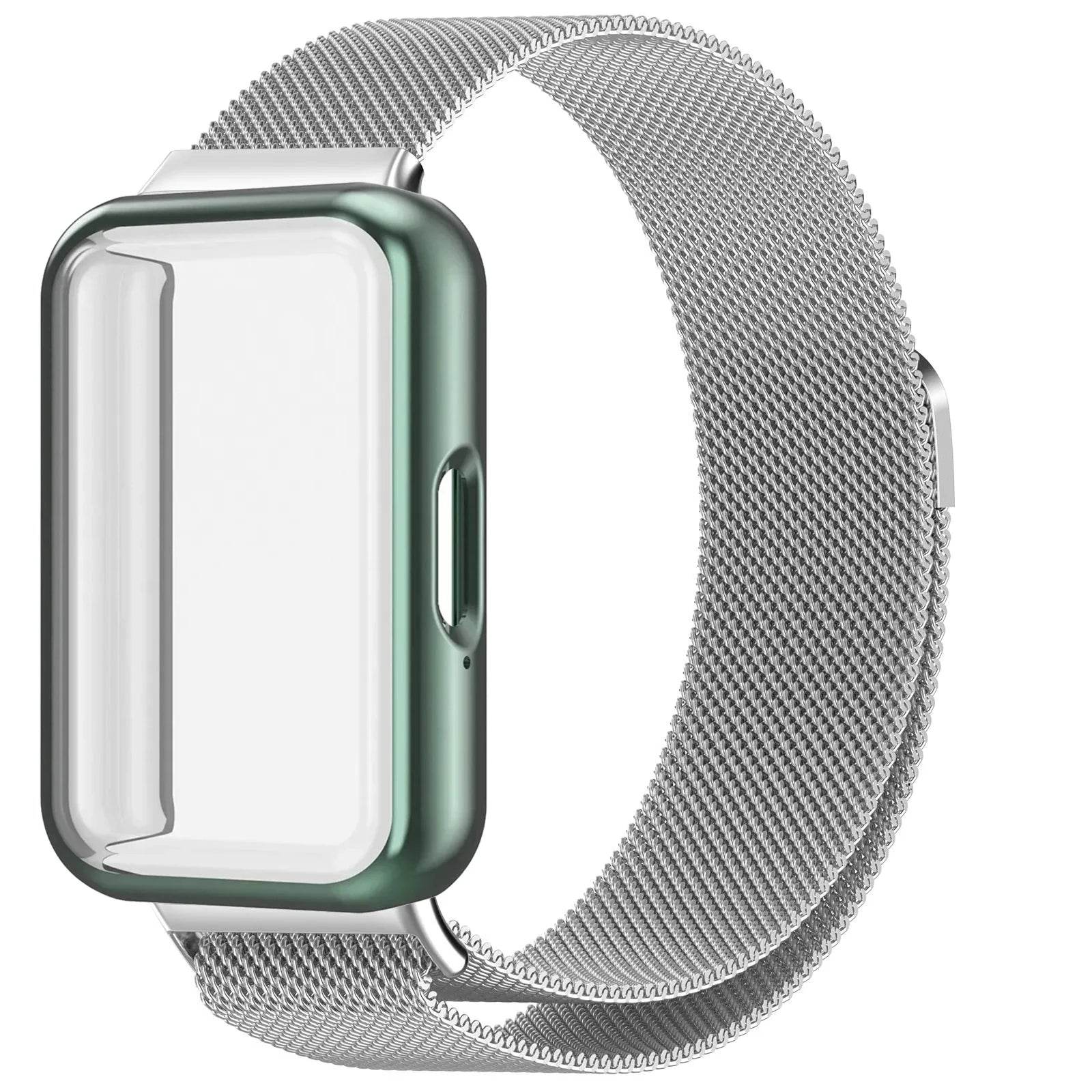 Milanese Loop Strap+TPU Case for Samsung Galaxy Fit 3 SM-R390 SmartWatch Replaceable Wristband for Galaxy Fit 3 Protective Cover - Tamnz