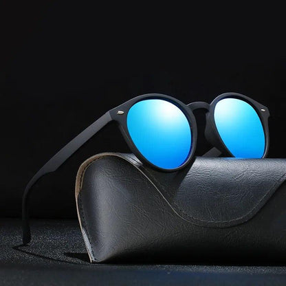 Fashion Round Polarized Sunglasses Vintage Black Driving Sun Glasses Circle Oval Designer - TaMNz