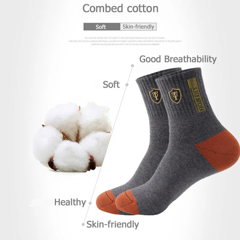 5 Pairs Apring And Fall Mens Sports Socks Summer Leisure Sweat Absorbent Comfortable Thin Breathable Basketball Meias EU 38-43 - TaMNz