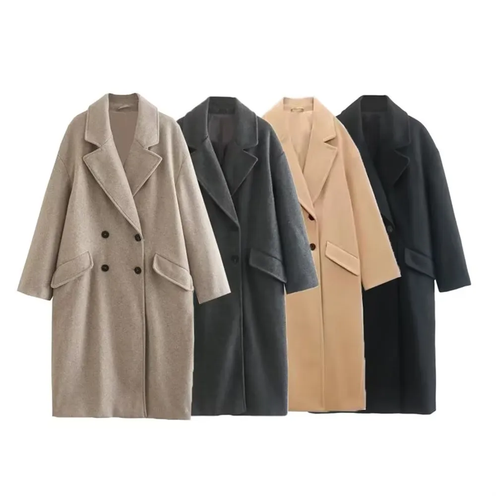 Autumn/Winter New Women's Unisex Mid Length Double Breasted Windbreaker Woolen Coat Coat - TaMNz