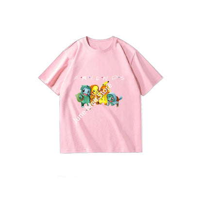 (Uniqlo) Cute Pokemon Cotton Men Women Friends T-shirt Round Neck Short Sleeve T-Shirt For Men And Women KIds New Summer Tops