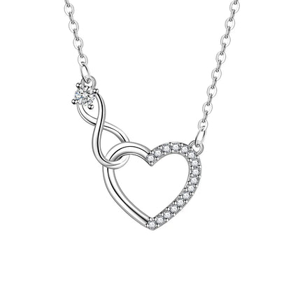 925 Sterling Silver Zircon Heart Interlocking Necklaces For Women Luxury Quality Jewelry Gift Female GaaBou