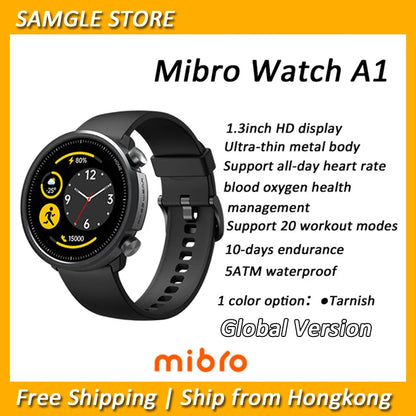 Mibro A1 Smart Watch Global Edition Blood Oxygen Heart Rate Monitor 5ATM Waterproof Fashion Bluetooth Sports Smart Watch - Tamnz