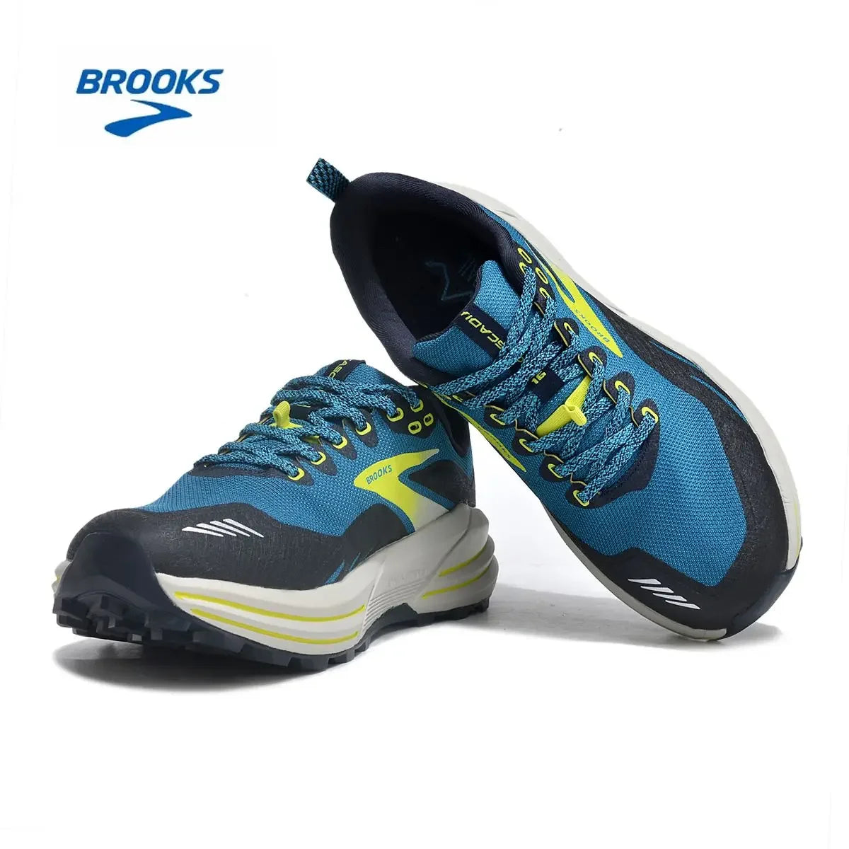 BROOKS Cascadia 16 Running Shoes Titan Blue Dark Night Blue Volt Men Women Long-Distance Road Sport Training Casual Sneakers