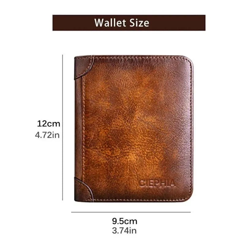 Genuine Leather Rfid Protection Wallets for Men Vintage Thin Short Multi Function ID Credit Card Holder Money Bag - TaMNz