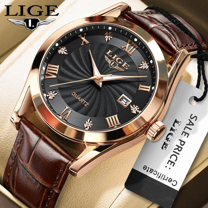 2024 LIGE Men Watches Waterproof Luminous Top Brand Luxury Leather Casual Sports Quartz Wristwatch Military Man Watch For Men