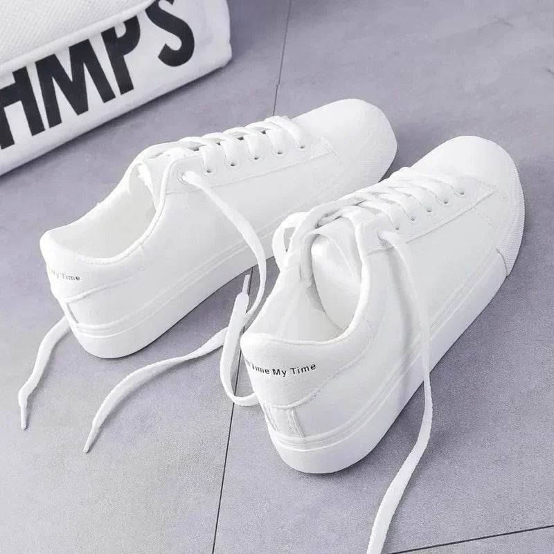 Fashion Shoes Women's Vulcanize 2024 New in Casual Classic Solid Color PU Leather Shoes Woman Casual White Shoes Sneakers - Tamnz