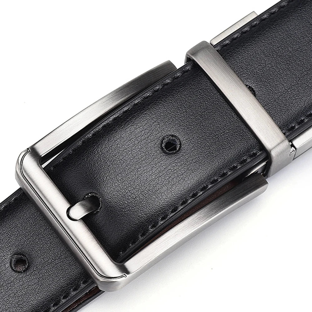 Genuine Leather Belt Double sided belt Men Belt Laser engraving Luxury Strap Male Belt New Fashion Retro pin buckle High Quality