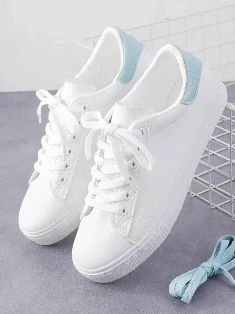 Fashion Shoes Women's Vulcanize 2024 New in Casual Classic Solid Color PU Leather Shoes Woman Casual White Shoes Sneakers - Tamnz