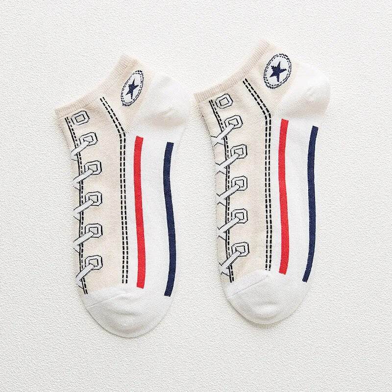 Fashion Funny Women's Men Harajuku Style Socks Kawaii Shoe Print Cute Short Sock Gift For Women Men Dropshipping - Tamnz